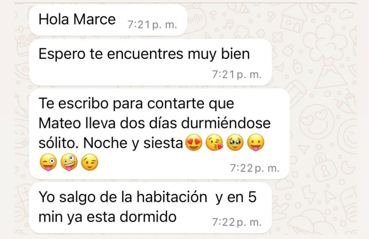 Pantallazo real de WhatsApp de la mamá de Mateo
